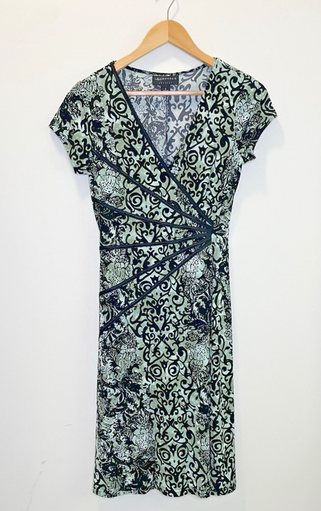 connected apparel Dresses & Skirts - Connected Apparel Paisley Y2K Midi Shift Dress Floral Green Black Women's Size 6